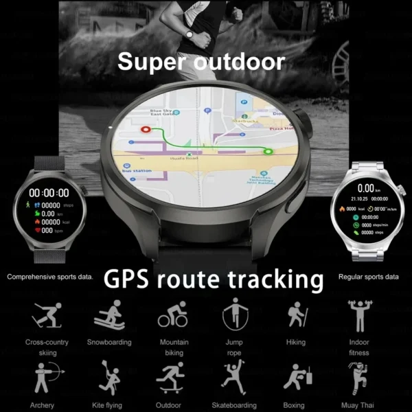 2025 New GPS Sports NFC Fashion Smartwatch Men's 1.85 "AMOLED Screen Heart Rate Blood Pressure Health Smart Watch For Huawei IOS - Image 3
