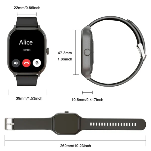 Smart watch, wireless calling/dial, multi-Sport mode, calling reminder and rejection, SMS reminder, for iPhone/Andriod - Image 2