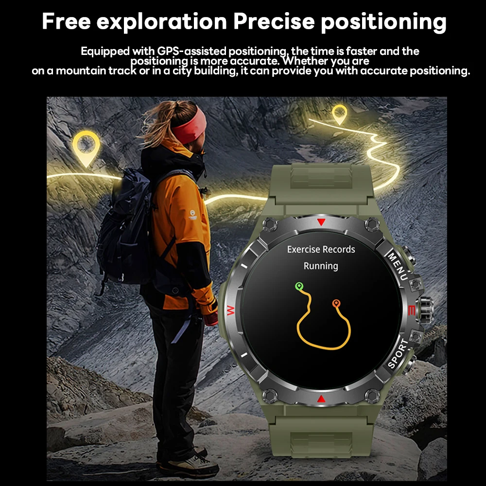 Military GPS Smart Watch Men AMOLED HD Screen Altitude Compass Heart Rate Sports Watch BT Calling IP68&10ATM Waterproof Watch - Image 6