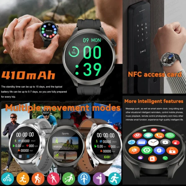 2025 New GPS Sports NFC Fashion Smartwatch Men's 1.85 "AMOLED Screen Heart Rate Blood Pressure Health Smart Watch For Huawei IOS - Image 6