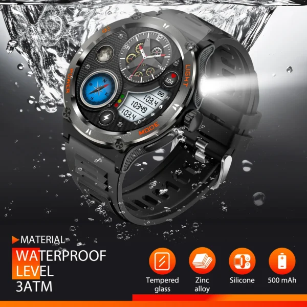 LaNikar Smart Watch 3ATM Waterproof 1.53" New KT76 Men Sport With Compass And LED Flashlight Heart Rate Sleep Analysis Bluetooth - Image 2