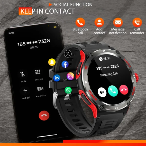 LaNikar Smart Watch 3ATM Waterproof 1.53" New KT76 Men Sport With Compass And LED Flashlight Heart Rate Sleep Analysis Bluetooth - Image 3