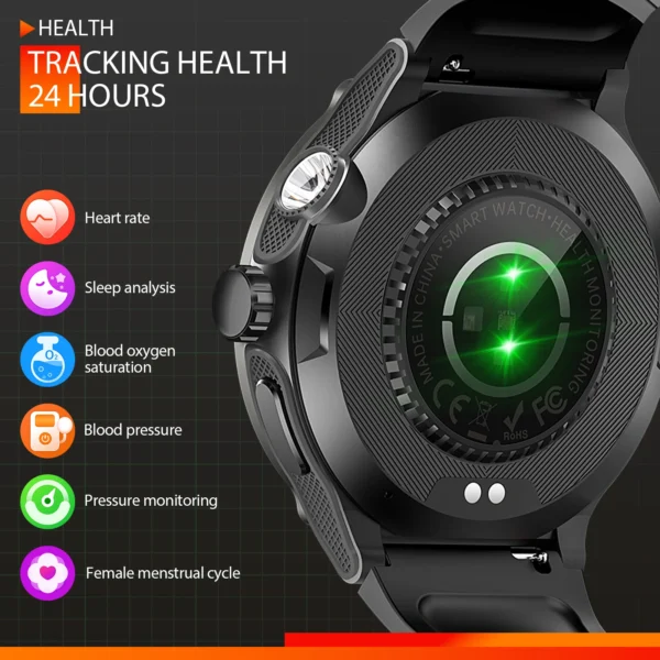 LaNikar Smart Watch 3ATM Waterproof 1.53" New KT76 Men Sport With Compass And LED Flashlight Heart Rate Sleep Analysis Bluetooth - Image 4