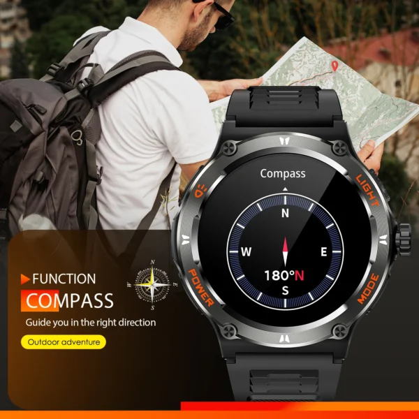 LaNikar Smart Watch 3ATM Waterproof 1.53" New KT76 Men Sport With Compass And LED Flashlight Heart Rate Sleep Analysis Bluetooth - Image 5